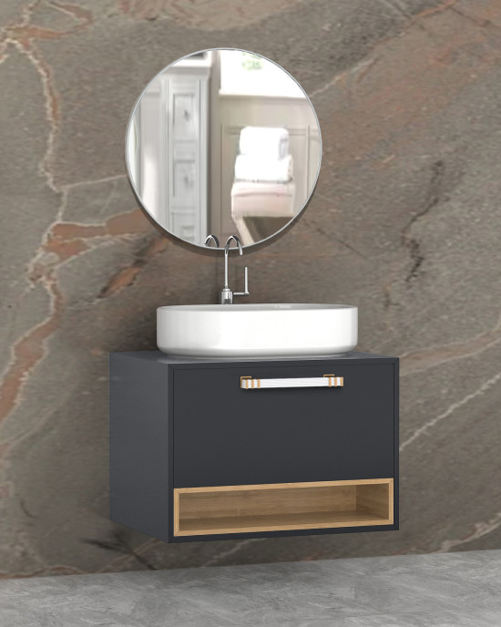 206 SETRA Antrasit PVC Banyo Dolabı